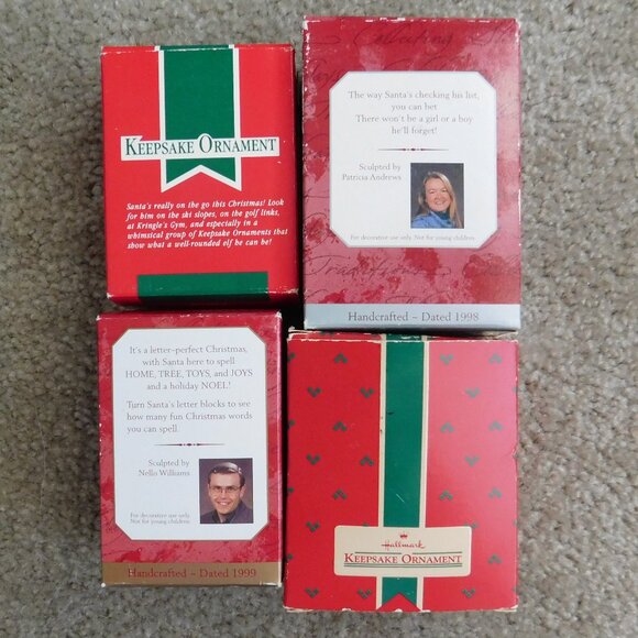Lot Of 4 HALLMARK KEEPSAKE Santa Claus Ornaments in boxes Golfing Santa - Picture 10 of 10